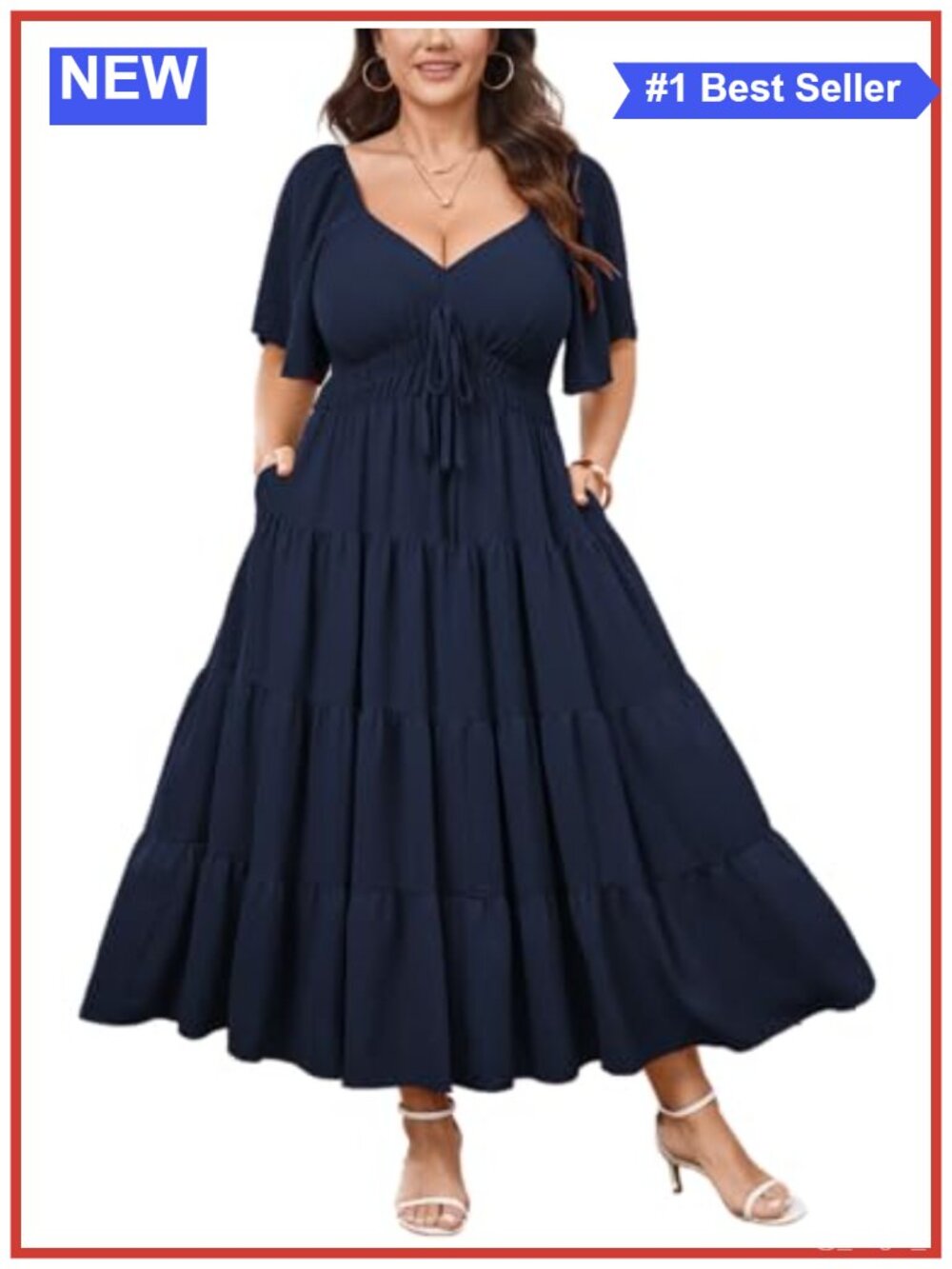 Plus Size Boho Tiered Maxi Dress with Pockets Casual Summer Curvy